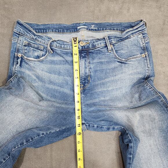 Old Navy Flare Ankle Jeans High Rise Size 14 Medium Wash Raw Hem Stretchy - Picture 9 of 10